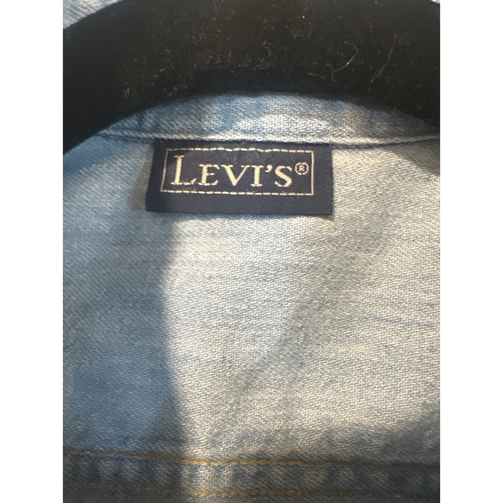 Levi's kids Small Denim Button Down Shirt VTG Light Wash Cotton Cowboy Longsleev - Picture 7 of 8